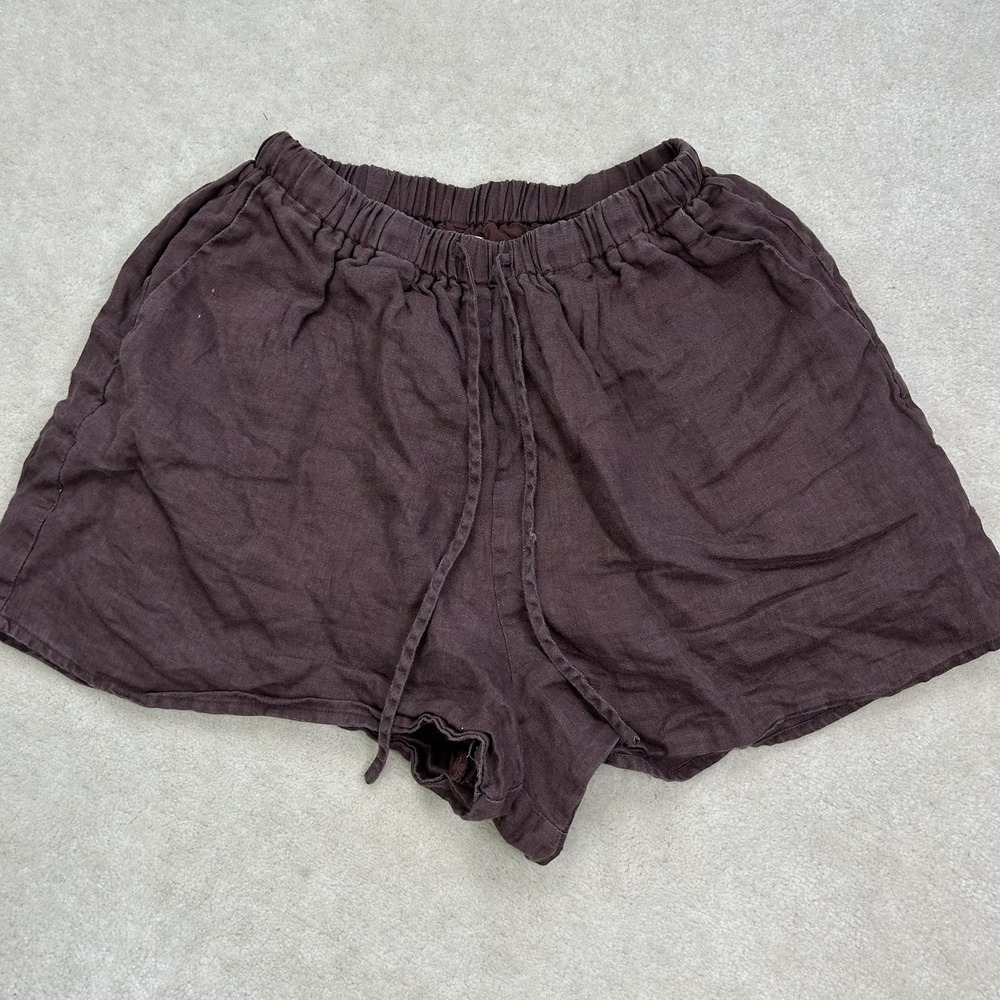 Dissh Laiken Linen Shorts Women's 6 Pull On Drawstring High Rise Lightweight